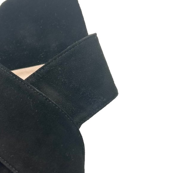 Stuart Weitzman Aletha Black Suede Cross Strap Square Toe Heeled Sandals - Picture 10 of 11